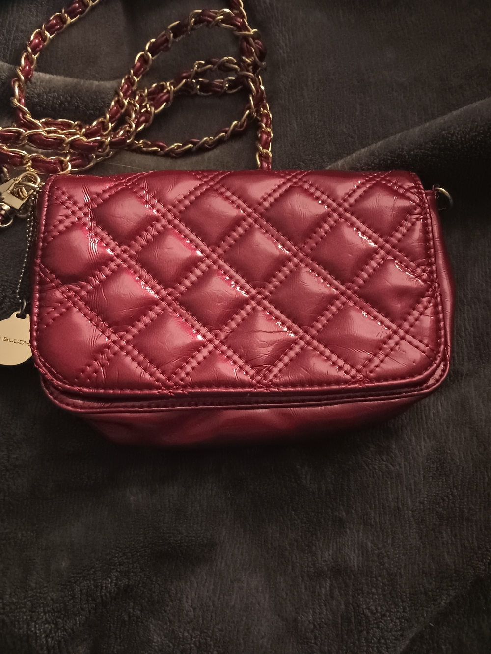 Big Buddha Quilted Wine-Red Chain Strap Crossbody/Wristlet